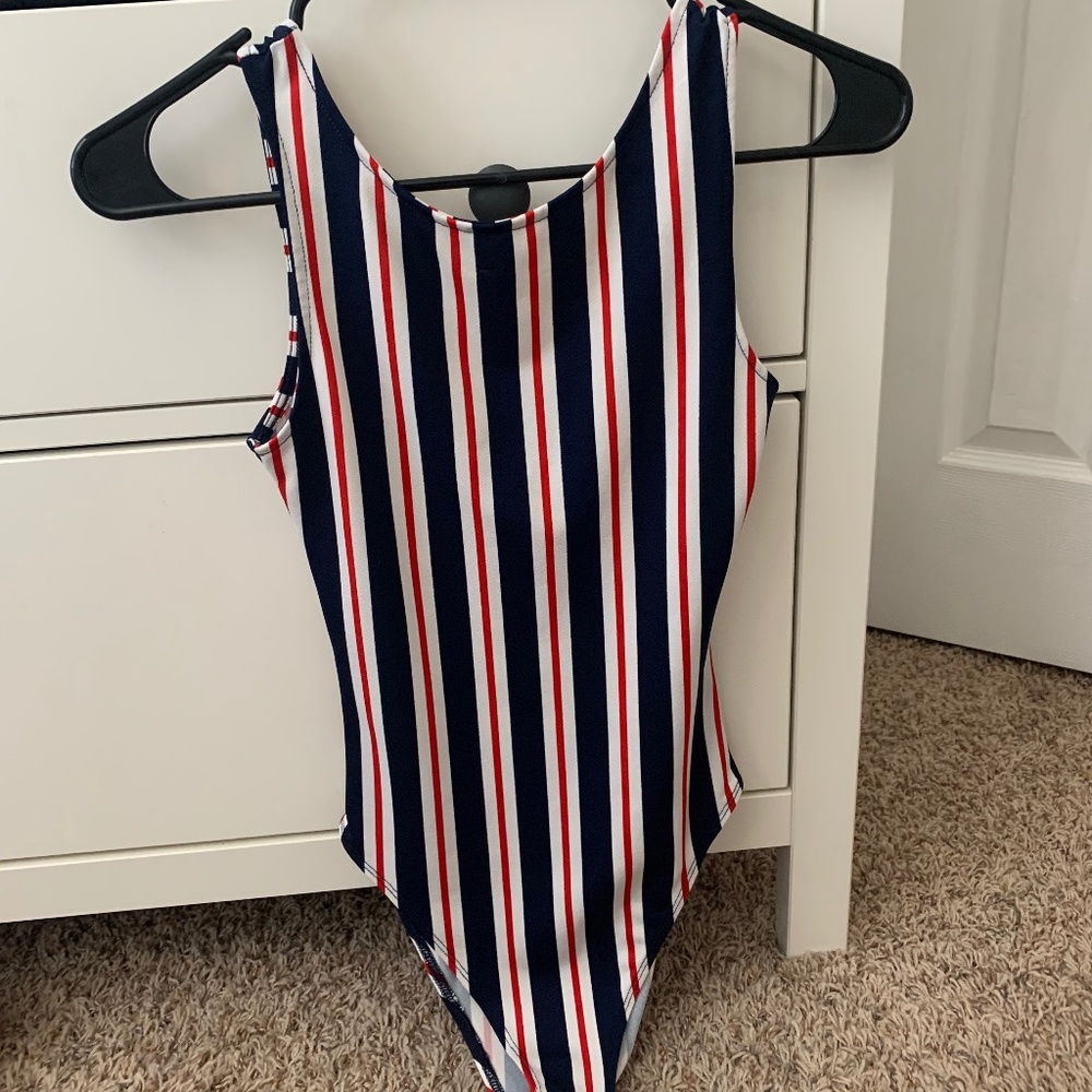 Striped low back bodysuit